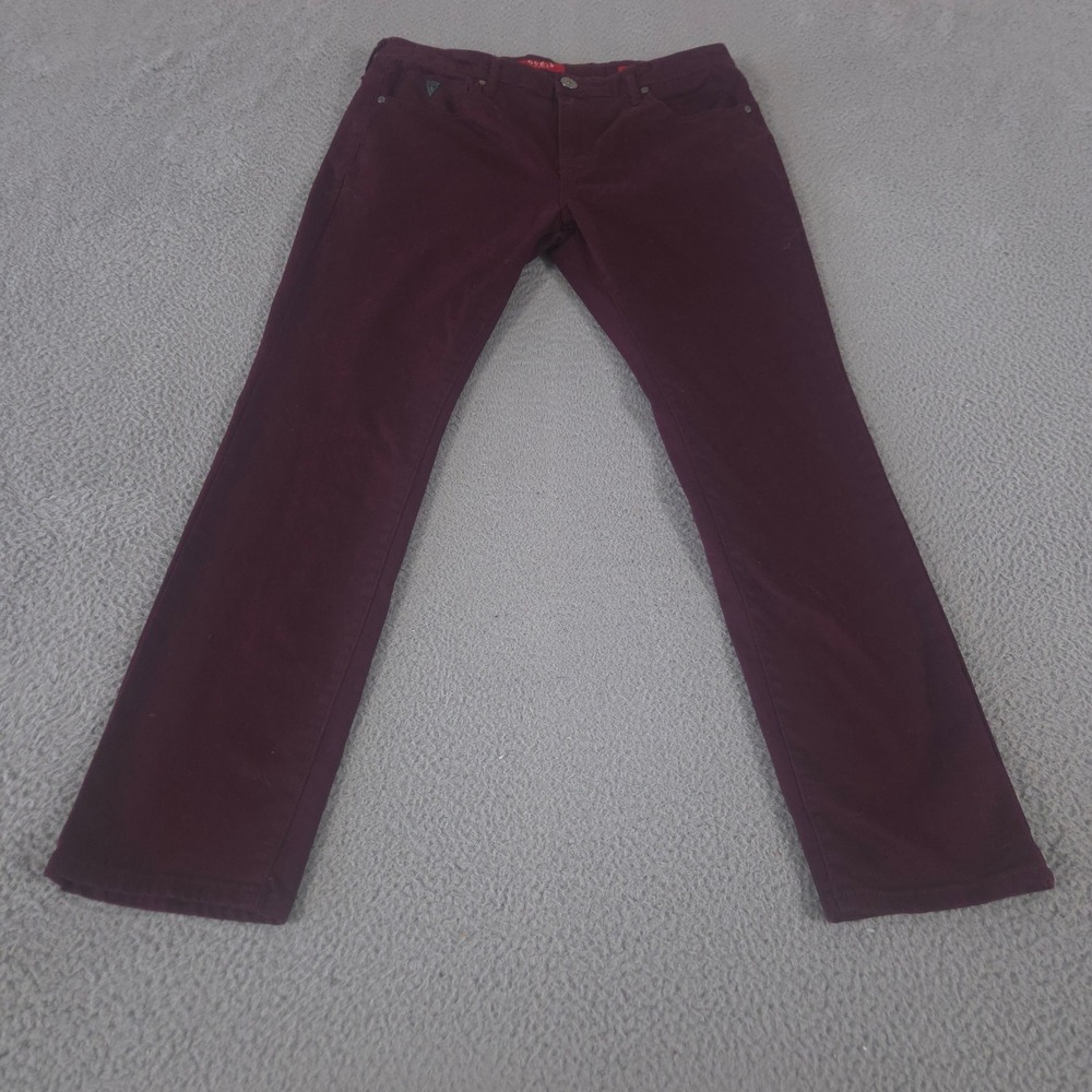 Guess Jeans Mens 34x30 Burgundy Scotch Fit Skinny Leg Stretch Cotton Denim Pants